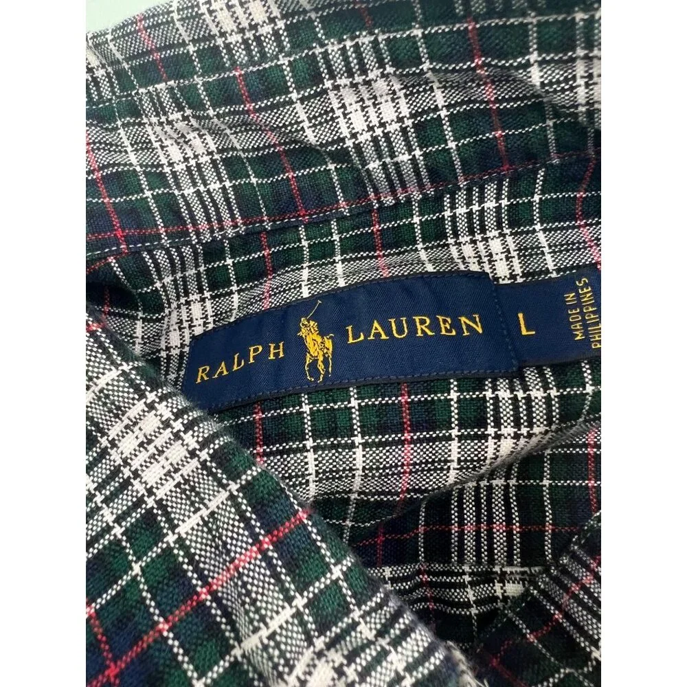 Polo Ralph Lauren Shirt Mens Large L Tartan Plaid Button Up Long Sleeve - Picture 3 of 4